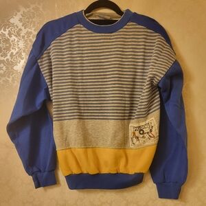 Spalding Blue and Yellow Crewneck Sweater with Color-Block Design